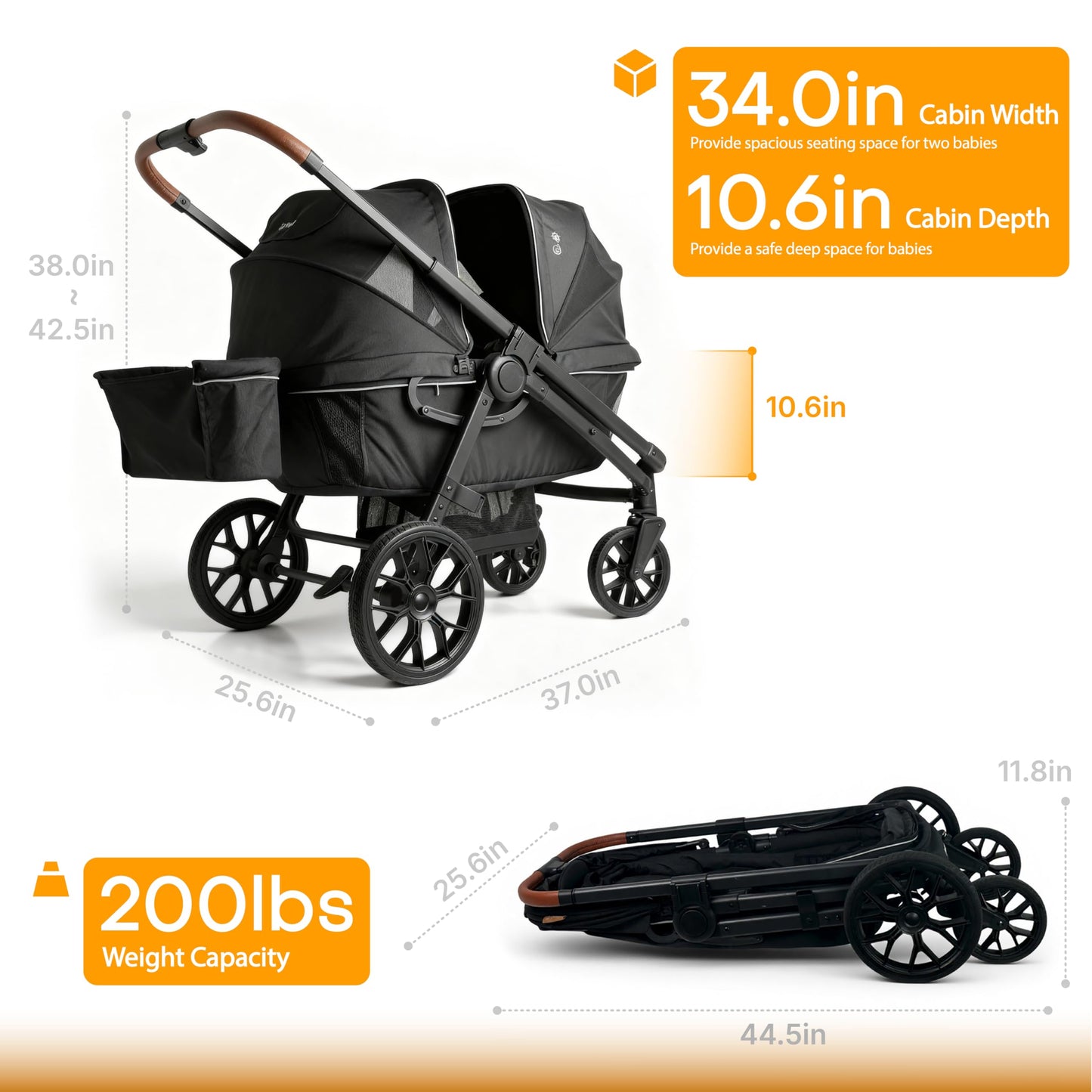 Weego Tandem Wagon Stroller for 2 Kids