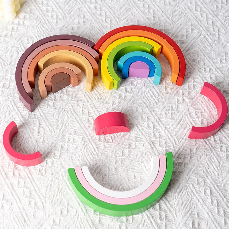 LullabyGlow™ Rainbow Stacking Toy – Montessori Wooden Baby Toy