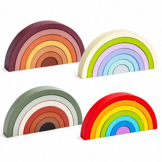 LullabyGlow™ Rainbow Stacking Toy – Montessori Wooden Baby Toy